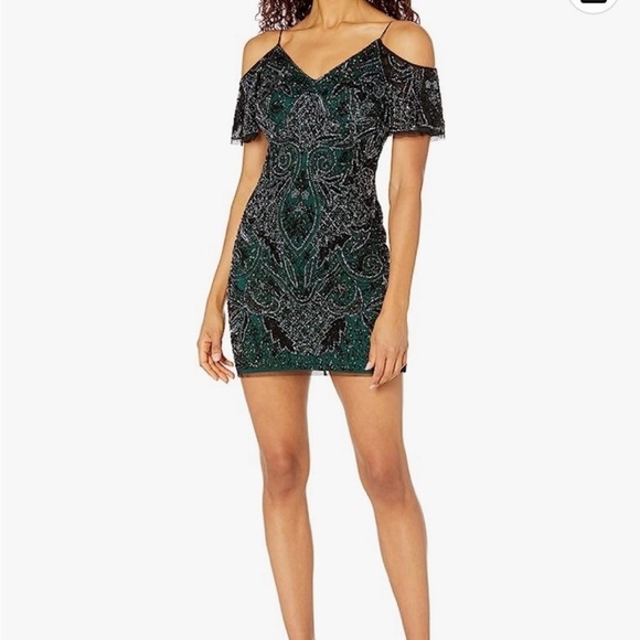 NWT Aidan Mattox Women's Cold Shoulder Beaded Cocktail Dress Size 8 - Picture 1 of 11